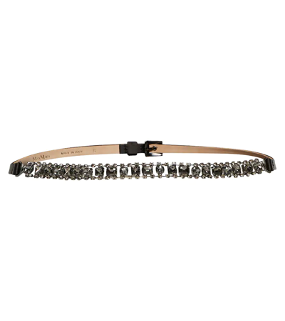 【Max Mara】 Embellished belt Max Mara Gioras Slim Embellished Leather Belt In Nero | ModeSens