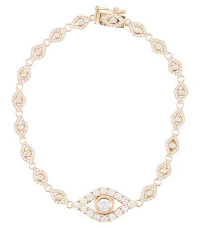 Sydney Evan Evil Eye 14kt Yellow Gold Bracelet With Diamonds In 0