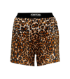 Tom Ford Logo Leopard Print Shorts In Black & Beige