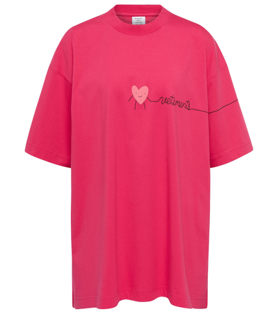 Vetements Logo Cotton Jersey T-shirt In Pink