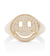 SYDNEY EVAN HAPPY FACE 14KT YELLOW GOLD SIGNET RING WITH DIAMONDS