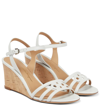 Ferragamo Fieri Leather Wedge Sandals In Bianco