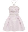Self-portrait Diamante Detail Halter Neck Taffeta Dress In Lilac