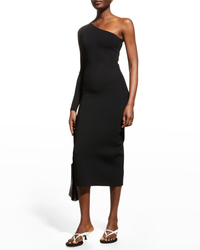 Victoria Beckham Vb Body One-shoulder Midi Dress In Black