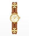 TORY BURCH THE KIRA WATCH WITH BROWN LEATHER STRAP