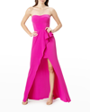 Dress The Population Kai Sweetheart Drape-front Gown In Fuchsia