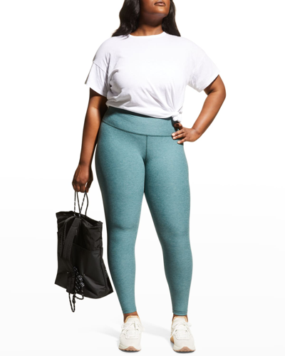 Beyond Yoga Plus Size High-waist Space-dye Midi Leggings In Dragonfruit Sangr