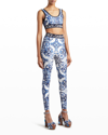Dolce & Gabbana Logo Band Tile-print Lycra Bra Top In Multiprt