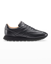 Koio Men's Retro Runner Leather Low-top Sneakers In Shadow
