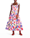 Kate Spade Summer Flowers Tiered Ruffle Cotton Dress In Cream Multi