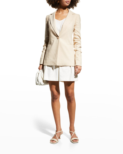 Alice And Olivia Pailey Fitted Notch-collar Blazer In Sand