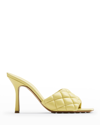 Bottega Veneta Womens Green Padded Quilted-leather Heeled Mules 5.5 In Lemonade