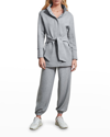 Varley Anset Belted Snap-front Jacket In Light Grey Marl