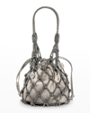 Judith Leiber Sparkle Crystal Net Top-handle Bag In Silver Hematite