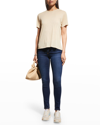 Rag & Bone Michal Striped Linen Crewneck Tee In Warm Khaki