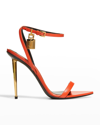 Tom Ford Lock 105mm Velvet Ankle-strap Sandals In U2068 Mango