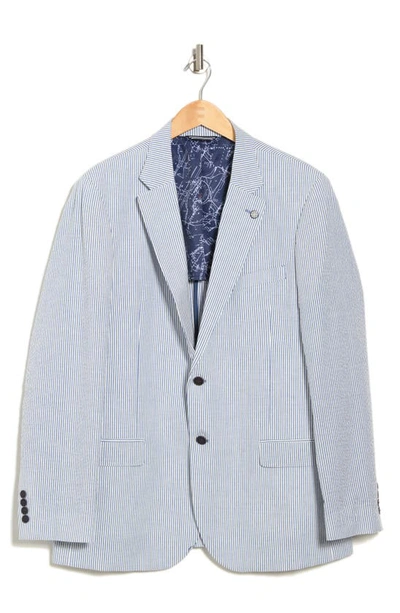 Nautica Seersucker Stripe Cotton Blend Jacket In Blue