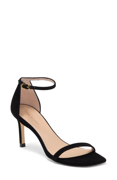 Stuart Weitzman Amelina Suede Sandal In Black