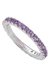 Suzy Levian Sterling Silver Thin Purple Cubic Zirconia Eternity Band