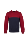 X-ray Knit Hooded Sweater In Jester Red/navy