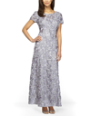 Alex Evenings Long A-line Rosette And Sequin Gown In Brush Peri