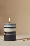 British Colour Standard Striped Pillar Candle In Grey