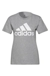 Adidas Originals Logo Print Cotton T-shirt In Medium Grey Heather/ White