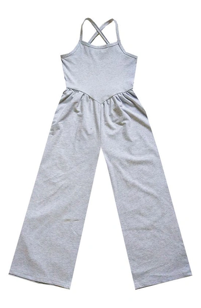 Joe-ella Kids' Wide Leg Knit Jumpsuit In Grey