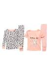 Koala Baby Kitty Print Fitted 4-piece Pajamas Set In Heather Grey