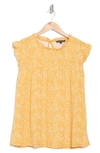 Adrianna Papell Printed Ruffle High Neck Top In Yellow Abstract Spots