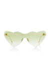 Loewe Heart-shaped Metal Cat-eye Sunglasses In Pink,green
