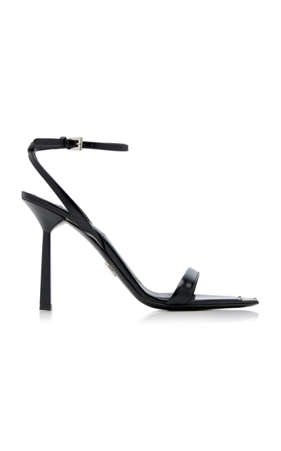 Prada Logo-detailed Leather Sandals In Black