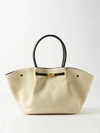 Demellier The New York Large Faux-raffia Tote Bag In Natural Black