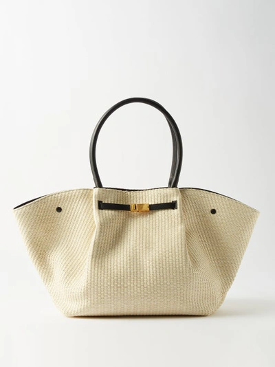 Demellier The New York Large Faux-raffia Tote Bag In Natural Black