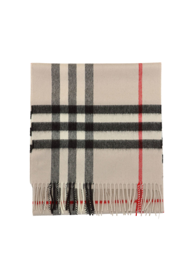 Burberry Giant Icon Check Cashmere Scarf In Beige