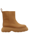 Gia Borghini Beige Leather Ankle Boots With Chunky Sole In Beige