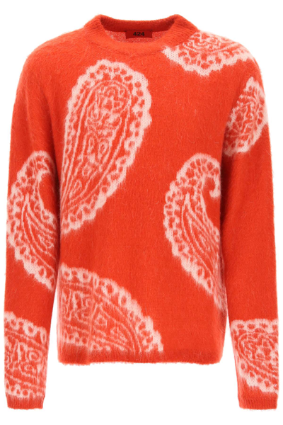 424 Paisley Sweater In Red,white