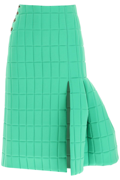 A.w.a.k.e. Mode Quilted Skirt With Side Pleated Detail In Green