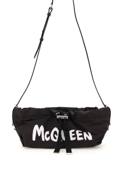 Alexander Mcqueen Womens Medium Graffiti Bundle Black Shoulder Bag In Mixed Colours