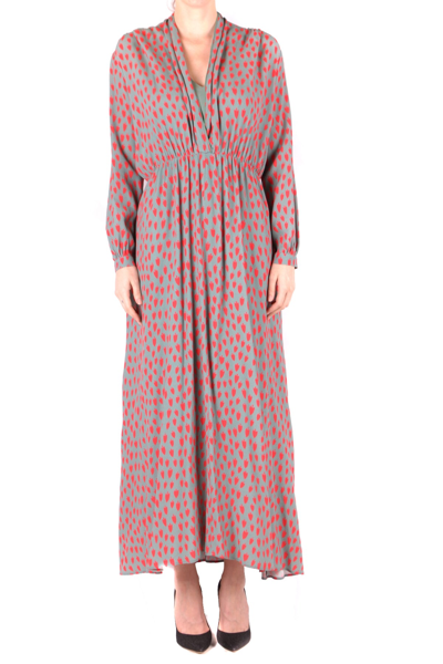 Alysi Printed Maxi Dress In Grey