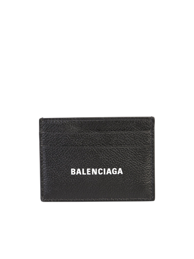 Balenciaga Leather Card Holder In Black