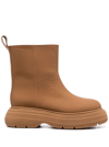 Gia Borghini Beige Leather Ankle Boots With Chunky Sole In Beige