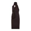 Bottega Veneta Asymmetric Knitted Haltner-neck Dress In Brown