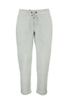 Brunello Cucinelli Lightweight Stretch Cotton Fleece Trousers With Piece Of Furniture In Light Grey