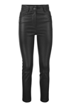 Brunello Cucinelli Stretch Nappa Leather Slim Trousers With Shiny Tab In Black