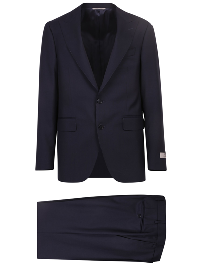 Canali Single-breasted Three-piece Suit In Blue