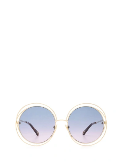 Chloé Ch0045s Round-frame Metal Sunglasses In Gold