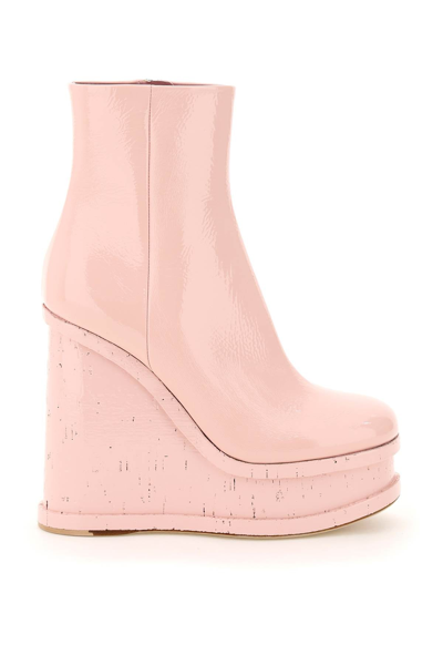 Haus Of Honey Lacquer Doll Wedge Ankle Boots In Pink