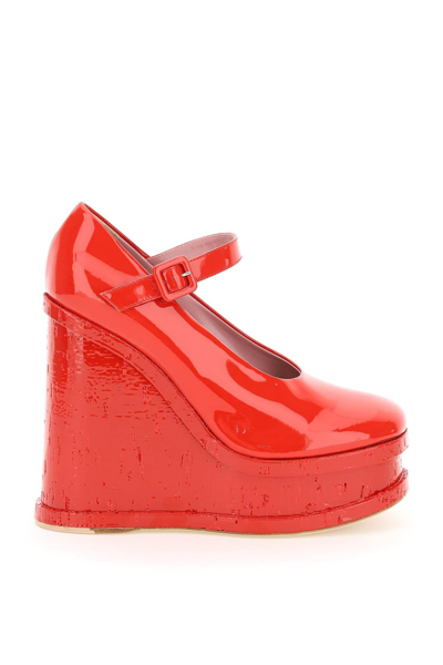 Haus Of Honey Lacque Doll Wedge Mary Jane In Red