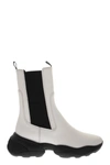 Hogan Mid-calf Leather Boots In White/black